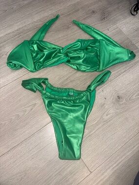 Green Satin Bikini Set
